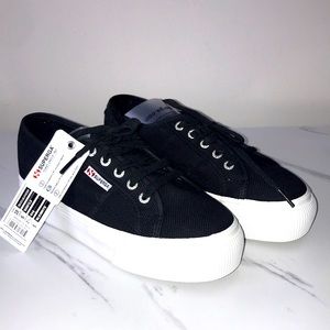 NEW Superga black platform low top sneakers